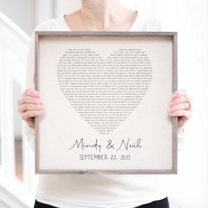 Gift for Her Valentine&#39;s Day Gifts for Her Framed Wedding Song Lyrics  | Custom Lyrics With Song Lyric Print First Second Year Anniversary