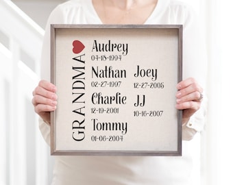 Grandkids Names | Grandparent Gift | Grandmother Gift | Personalized Grandchildren Names | Gift For Grandma | Names Of Grandchildren