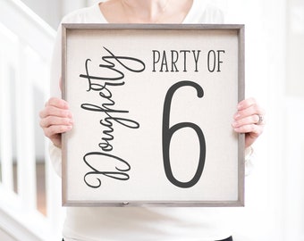Party of 6 Sign | Party of Family Sign | Pregnancy Announcement | Family Number Sign | Personalized Housewarming Gift | Gallery Wall Decor