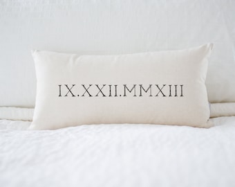 Personalized Roman Numeral Pillow | Personalized Pillow | Dorm Decor | Monogrammed Gift | Rustic Home Decor | Home Decor | Farmhouse Decor