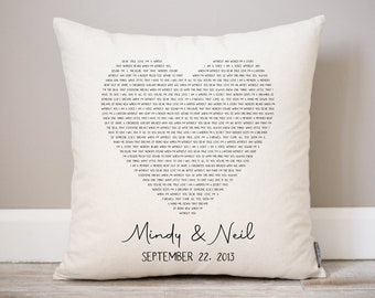 Personalized Song Lyrics Linen Pillow | Anniversary Gift