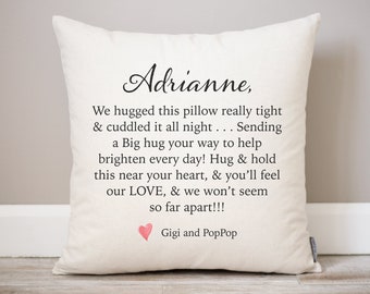 Hugs From Home Pillow | Dorm Decor | Going Away Gift | Gift for Son | Gift for Daughter | College Dorm Gift From Parents Dorm Pillow Gift