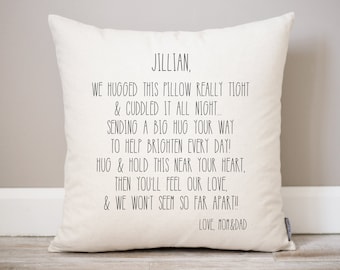 Hugs From Home Linen Pillow | Personalized Going Away Gift