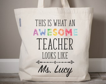 Personalized Teacher Tote Bag | Appreciation Gift, Cotton Blend