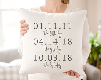 Personalized Wedding Gift for Groom | Gift for Couple Newlywed Gift | Custom Date Gift for Bride and Groom | Rustic Home Decor Throw Pillow