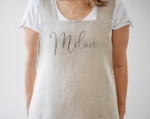 Personalized Japanese Linen Apron Pinafore Linen Apron Japanese Cross Back Apron No Ties Linen Aprons for Women No Ties Linen Apron