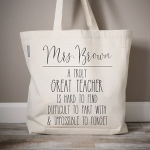 Truly Great Teacher Tote Gift Bag Teacher Gift, Personalized Teacher Appreciation Gift Tote Bag, Monogrammed Tote Canvas, Teacher's Birthday