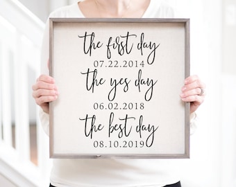 First Day, Yes Day, Best Day Sign | Personalized Wedding Gifts for Couple | Gift for Husband | Anniversary Gifts for Men | Wedding Gifts