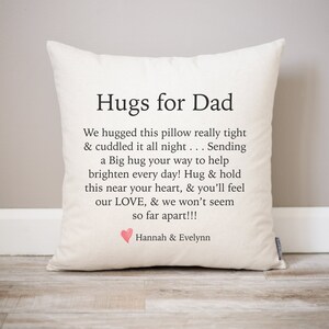 Almohada Abrazos para papá / Regalo del día del padre / Regalo de despedida / Regalo de hijo / Regalo de hija / Regalo de padre e hija / Almohada de regalo de oficina