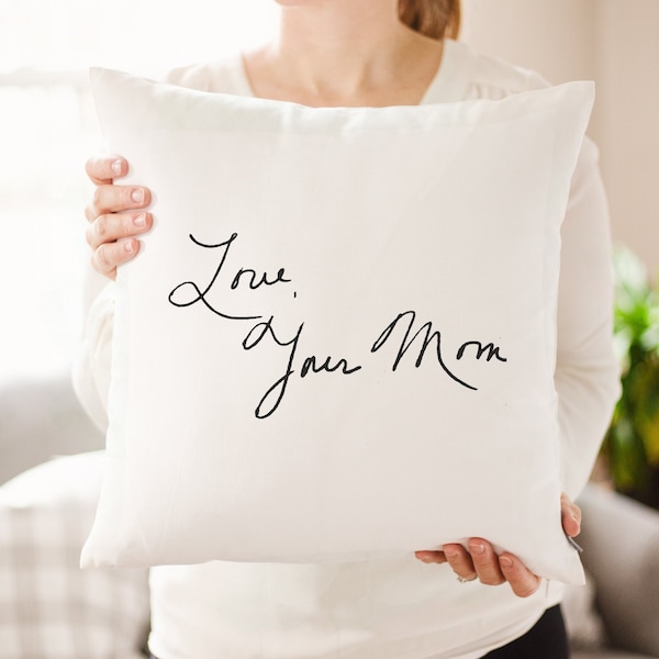 Mothers Day Handwriting Gift Custom Handwriting Family Keepsake Linen Printed Pillows  | Moms Handwriting Childs Handwriting Memorial Gift