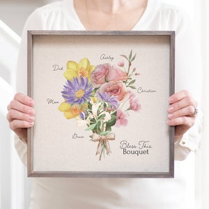 Personalized Gift for Mom and Grandma Birth Flower Bouquet Gift Custom Mother Day Gift Personalized Garden Print Birth Month Flower Art Sign