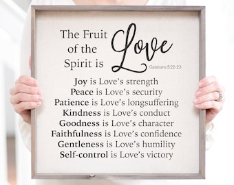 Scripture Sign | Fruit of the Spirit Sign | Galatians 5:22-23 | Love, Joy, Peace Scripture Sign | Bible Verse Signs Scripture Wall Art Decor