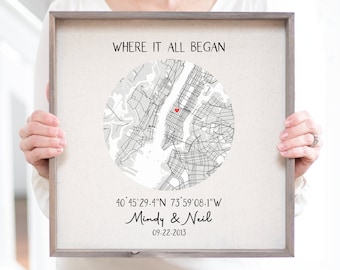 First Date Gift Our First Date Memory | The Night We Met Date Night | Where We Met | Custom Heart Map | Custom Map Personalized For Her Him
