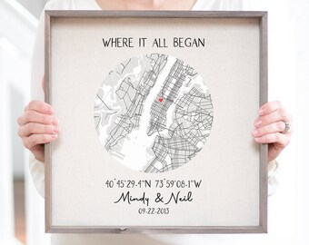 First Date Gift Our First Date Memory | The Night We Met Date Night | Where We Met | Custom Heart Map | Custom Map Personalized For Her Him