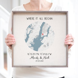 Where It All Began | Where We Met Map Anniversary Gift | Heart Map Our Story First Date Gift | The Night We Met Our First Date Memory Heart