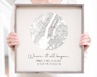 Custom Heart Map Print | First Date, Anniversary Gift