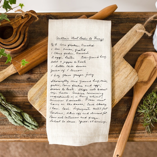 Personalized Recipe Tea Towel | Handwritten Family Recipe Gift