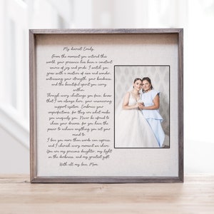 Regalo para la madre de la novia, regalo personalizado para hija, carta escrita a mano de mamá a hija, recuerdo de boda con letras de madre e hija
