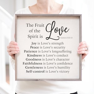 Scripture Sign | Fruit of the Spirit Sign | Galatians 5:22-23 | Love, Joy, Peace Scripture Sign | Bible Verse Signs Scripture Wall Art Decor