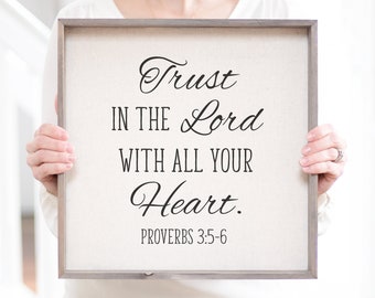Trust in the Lord Wood Sign | Proverbs 3:5-6 Scripture
