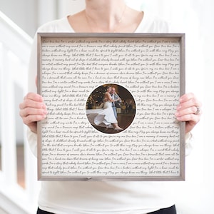 Custom Song Lyric & Photo Print | First Dance Song | 1st Anniversary Gift | Framed Song Lyric Anniversary Gift for Him | Wedding Dance Song