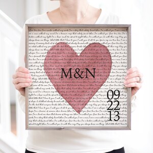 Gift for Her Valentine&#39;s Day Gifts for Her Framed Wedding Song Lyrics | Custom Lyrics Print Song Lyric Print First Second Year Anniversary