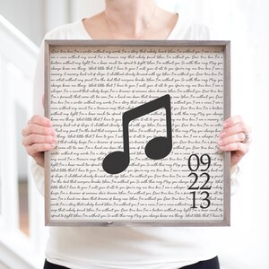 First Anniversary Wedding Gift Song Lyrics | 1st Anniversary Gift Music Note Gift for Her Anniversary Gift | First Dance Song Lyrics Music