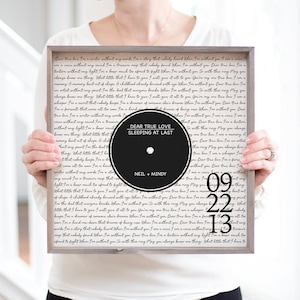 Vinyl Record Frame Lyric Sign | Husband Valentines Day Gift Anniversary Gift | Personalized Vinyl Record Custom Print Song Lyric First Dance