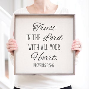 Trust In The Lord With All Your Heart Proverbs 3:5-6 Wood Sign | Trust God Encouragement Wood Sign | Pastor Appreciation Gift Scripture Sign
