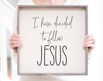 Follow Jesus Wood Sign: Christian Hymn Linen Wall Art