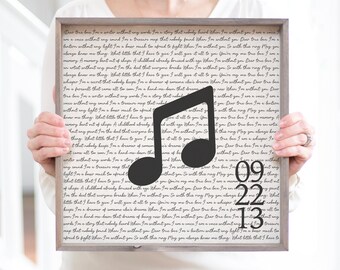 Presente de aniversário exclusivo para ele | Letra da música Music Note | para namorado(a) ou namorada que ama música | Presente de aniversário sentimental | Notas musicais
