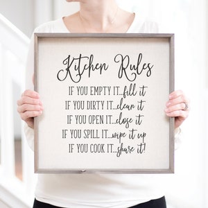 Kitchen Rules Wood Sign | Rules Of The Kitchen Farmhouse Sign | Farmhouse Family Kitchen Sign | Rustic Kitchen Sign | Family Rules Sign