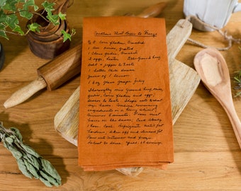 Custom Family Recipe Linen Tea Towel | Handwritten Heirloom Gift