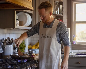 Personalized Linen Crossback Apron: Adult & Kids Baking Apron Gift