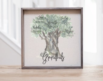 Personalized Family Tree Sign | Grandkids Names, Grandparent Gift