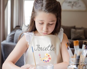 Delantal infantil personalizado / Mezcla de algodón suave, nombre personalizado