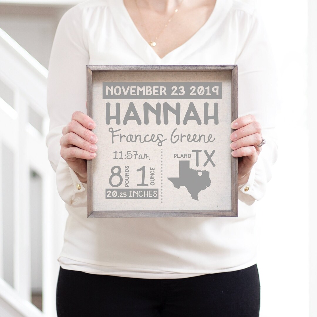 Personalized Birth Announcement Wood Sign | Baby Stats Keepsake - Etsy
