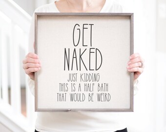 Lustig 'Get Naked' Badezimmer Holz Schild | Badezimmer Dekoration