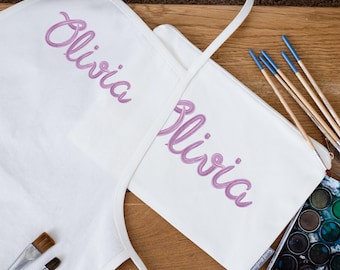 Kids Craft Apron and Art Supplies Bag Set | Matching Personalized Children's Apron Art Set
