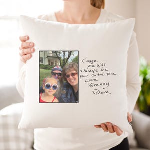 Keepsake Handwritten Message Linen Pillow | Soft Linen Pillow with Handwritten Letter or Drawing | Unique Mothers Day Gift for Mom from Kids