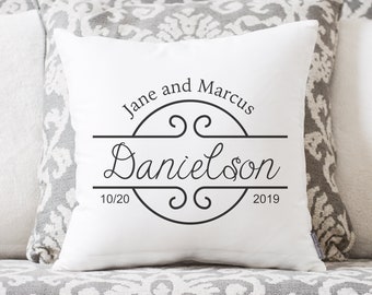 Almohada de lino personalizada para boda/Regalo para recién casados
