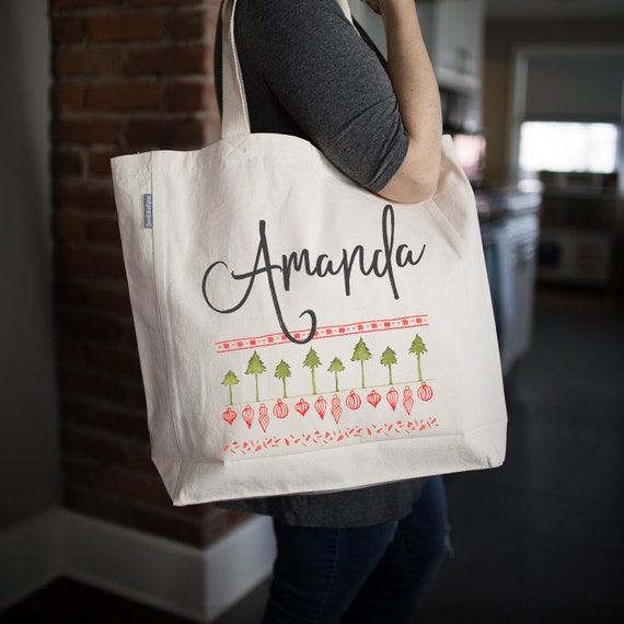 Personalised Christmas Gift Tote Bags Text Photo Printed Custom Tote Bag