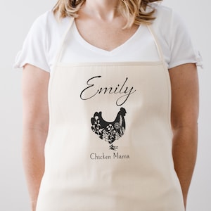 Chicken Mama Personalized Kitchen Apron | Chicken Lover Gift Idea | Personalized Chicken Egg GatheringApron | Custom Farmhouse Cotton Apron