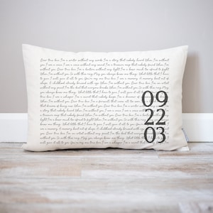 Personalized Song Lyrics Linen Pillow, Anniversary Gift