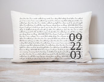 Personalized Song Lyrics Linen Pillow, Anniversary Gift