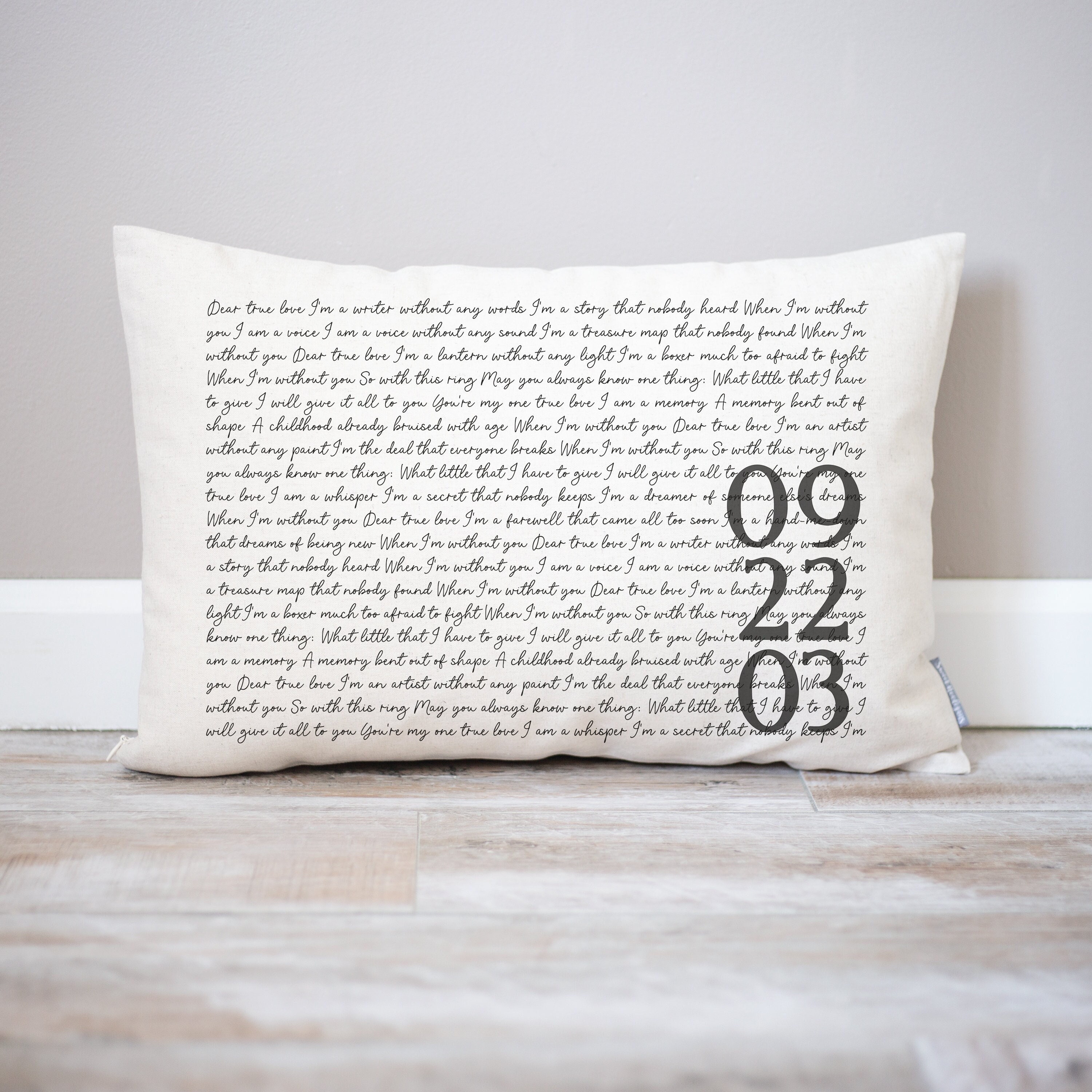 Custom Second Anniversary Gift | Song Lyric Gifts | Song Lyric Decor | Anniversary Gift for Wife | Second Cotton Anniversary | Wedding Date