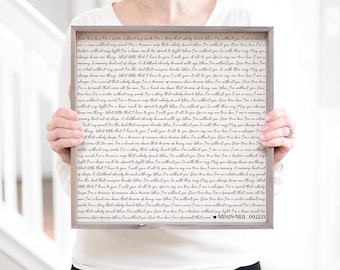 Custom Song Lyrics Linen Anniversary Sign | Framed Wood Print