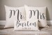 Mr and Mrs Pillow Sets | 3 Wedding Pillows Set Custom Monogrammed Pillow Sets | Pillows with Mr and Mrs Last Name & Established Date 