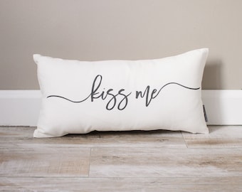 Kiss Me Pillow | Monogrammed Gift | Gifts For Her | Valentine's Day Gift | Wife Gift | Monogrammed Pillow | Girlfriend Gift