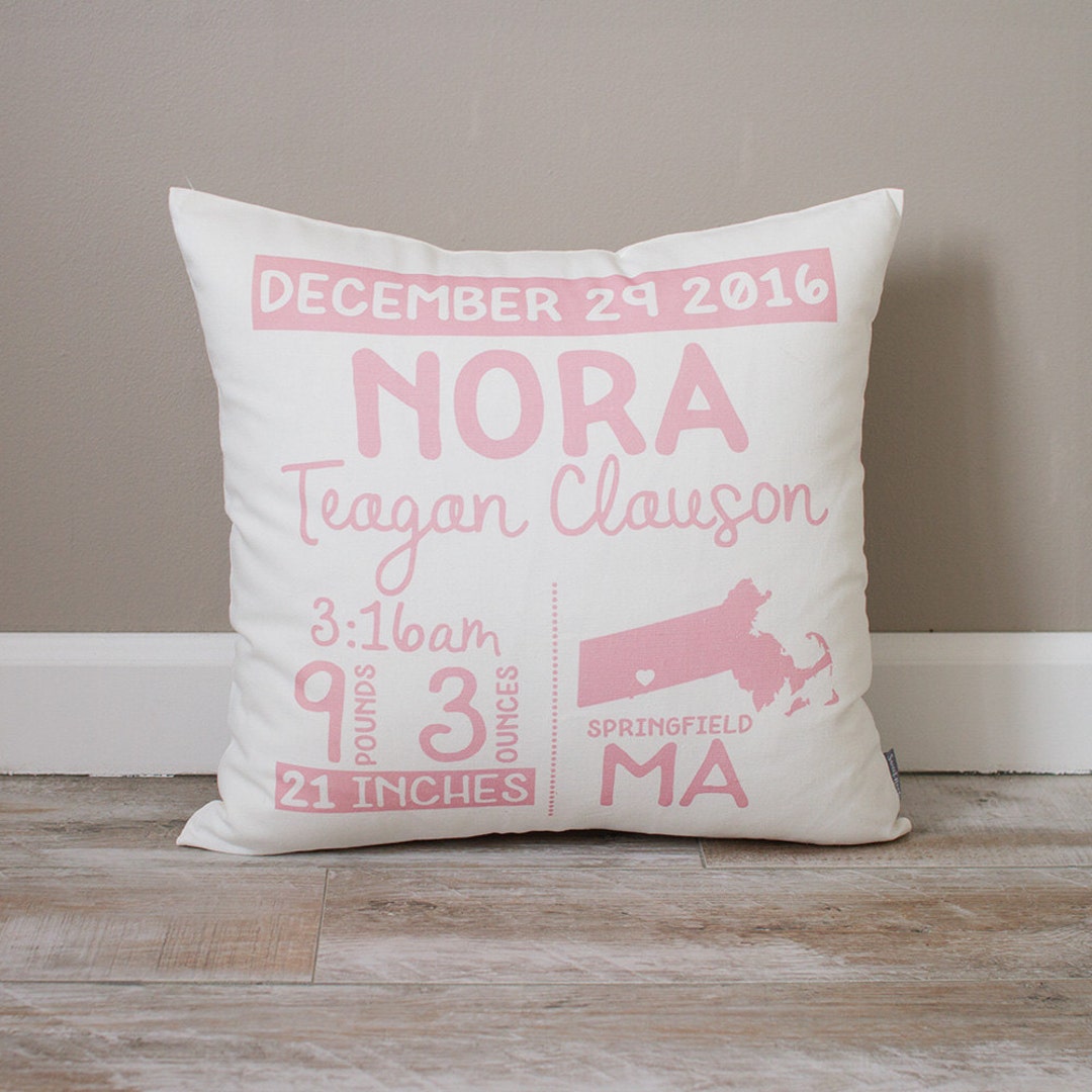 Birth Announcement Pillow Personalized Baby Pillow Gift for New Mom